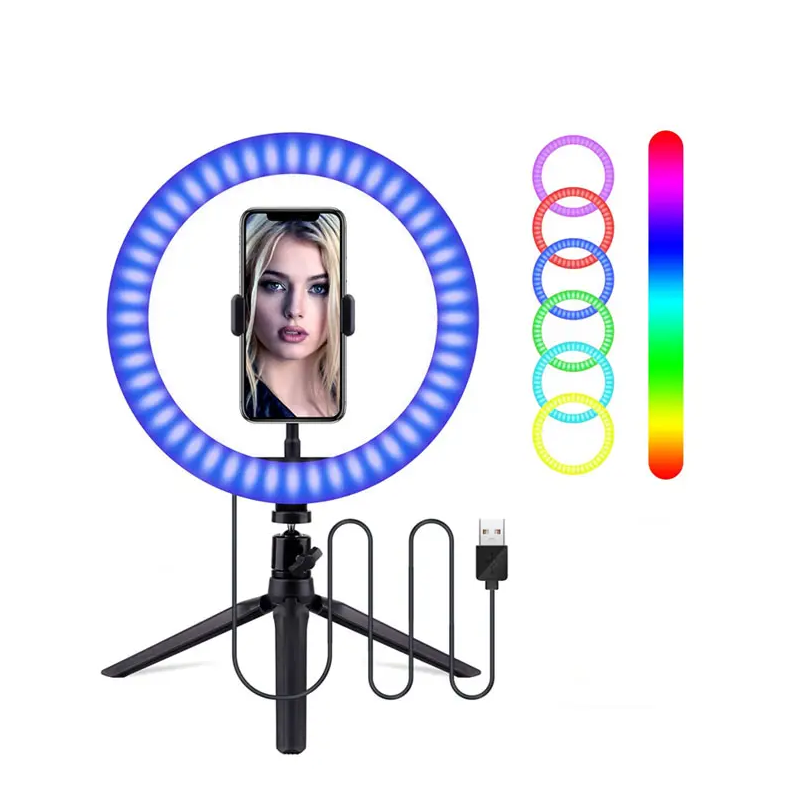 Купить Кольцевая лампа цветная светодиодная RGB LED MJ33 для селфи ...