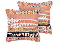 2 хлопковые подушки в полоску 45 x 45 см оранжевые DEUTZIA