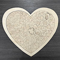 Деревянный пазл "Love Is" в форме сердца с подставкой