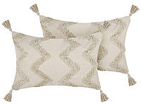 2 декоративные подушки из хлопка зигзагами 40 x 60 см бежевый CERINTHE