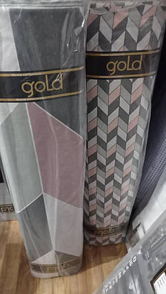 Стильні постільні тканини 220 см набивна Бязь Gold Lux бавовняна з принтом геометрія (A+B рулони 50 м+50 м) Пакистан, фото 3