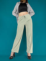 Штани палацо жіночі літні Штани вільні трикотажні Колір фісташка S/M, фото 3
