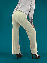 Штани палацо жіночі літні Штани вільні трикотажні Колір фісташка S/M, фото 4