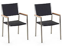 Комплект из 2 садовых стульев из черного ротанга GROSSETO