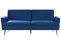 Бархатный диван-кровать синий VETTRE