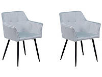 Комплект из 2 обеденных стульев из серого бархата JASMIN