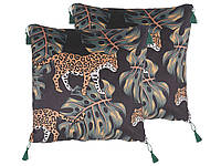 2 декоративні подушки з леопардовим мотивом 45 х 45 см чорні KUHI