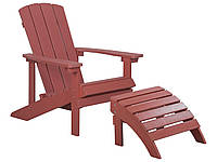 ADIRONDACK красный садовый стул с подставкой для ног