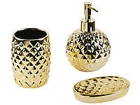 Набор из 3-х предметов для ванной комнаты керамическое золото ANACO