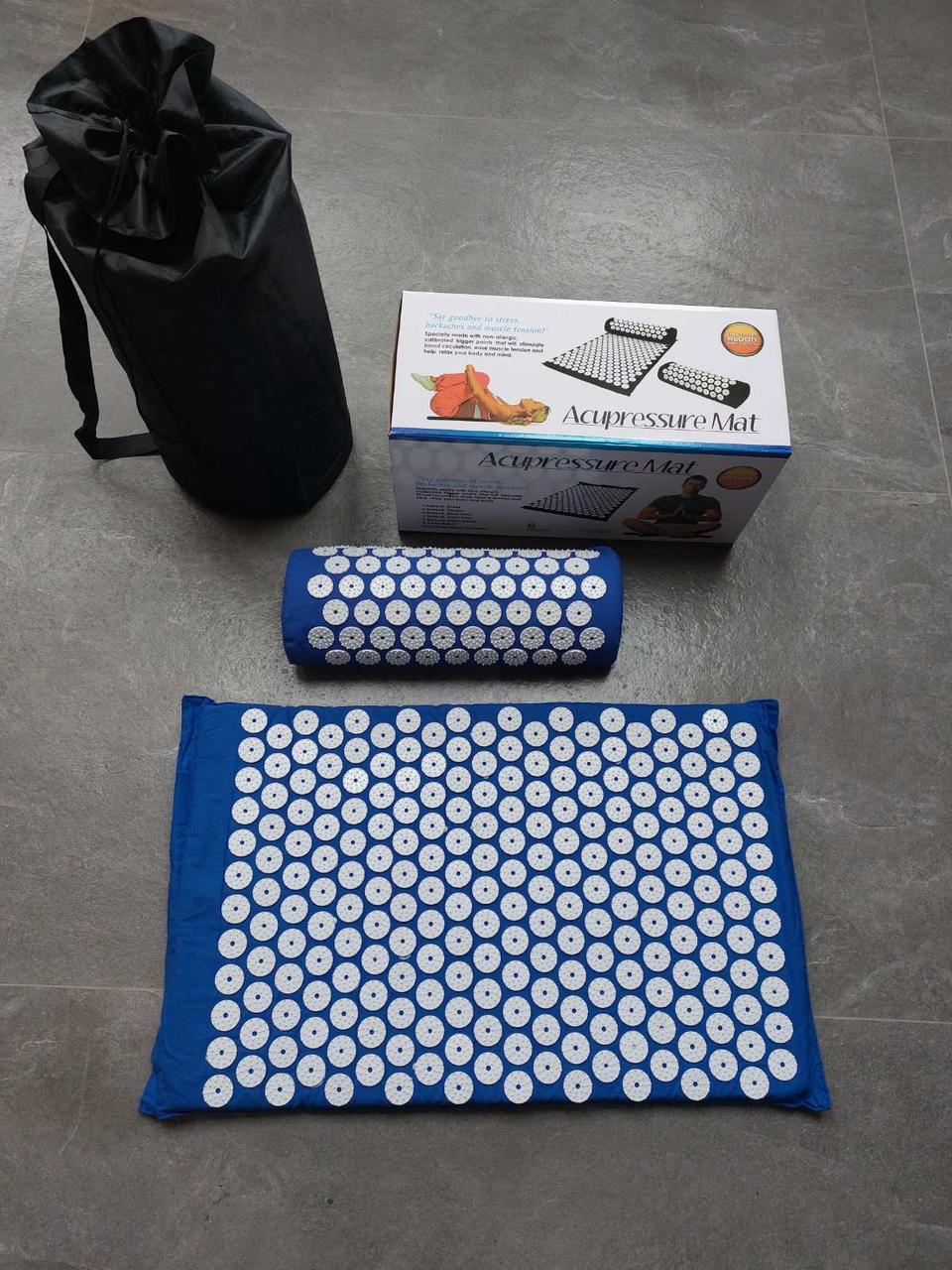 Масажний килимок з валиком, килимок Кузнєцова, акупунктурний килимок 60*42