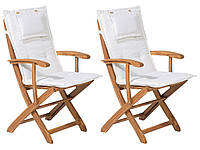 Набор из 2 деревянных садовых стульев с подушками светло-бежевого цвета MAUI