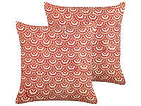 2 хлопковые декоративные подушки с геометрическим рисунком 45 х 45 см красный RHUS