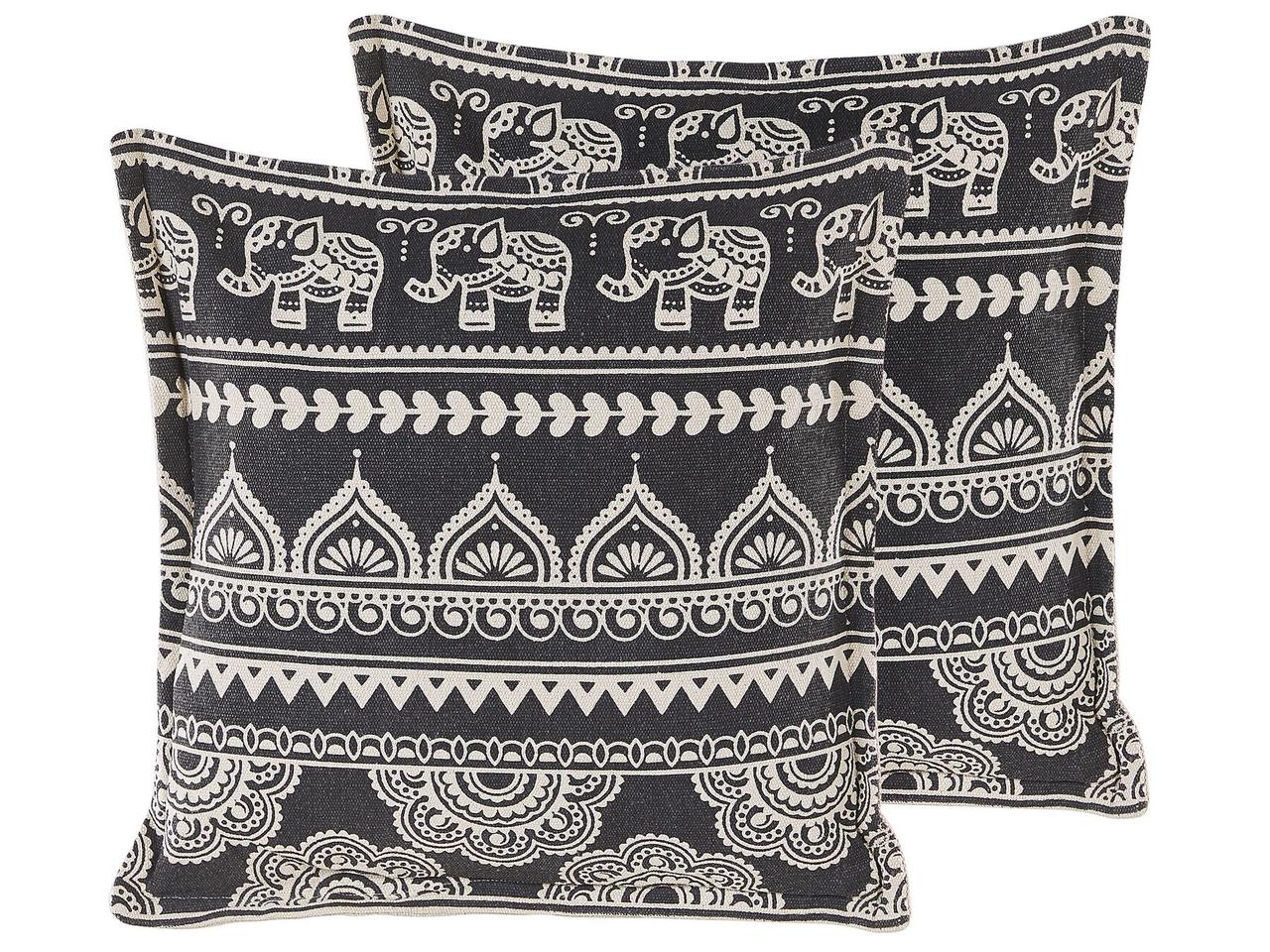2 декоративні подушки зі східним візерунком 45 х 45 см чорно-білі ATABAGI