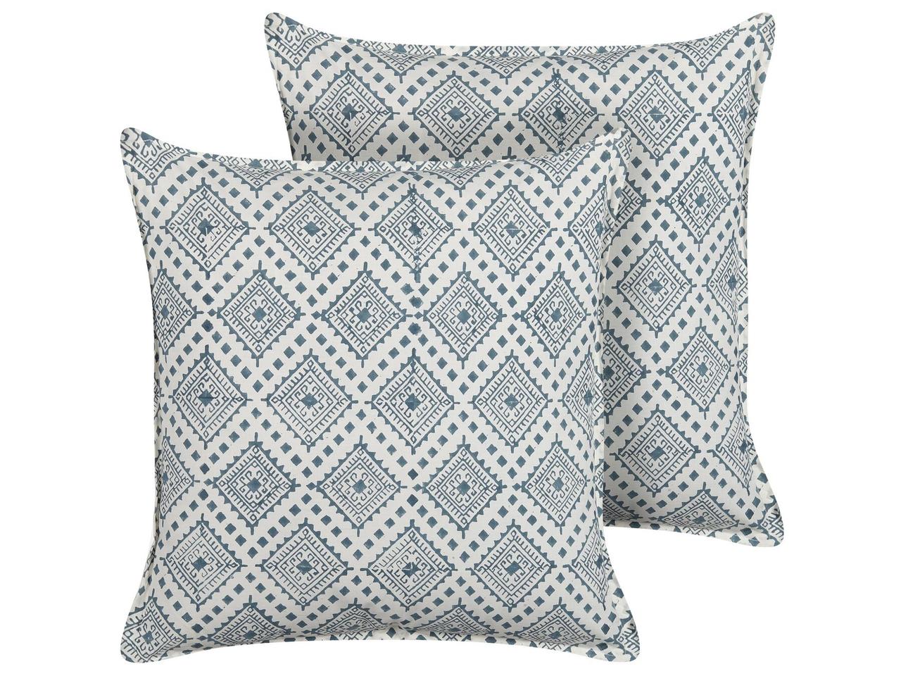 Бавовняні декоративні подушки зі східним візерунком 45 х 45 см синьо-білі CORDATA