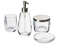 Набор аксессуаров для ванной из 4 предметов прозрачное стекло SONORA