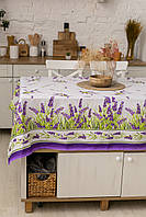 Скатертина лляна "Лавандове поле" 1.5 м х 1.5 м (квадратна, на круглий стіл)