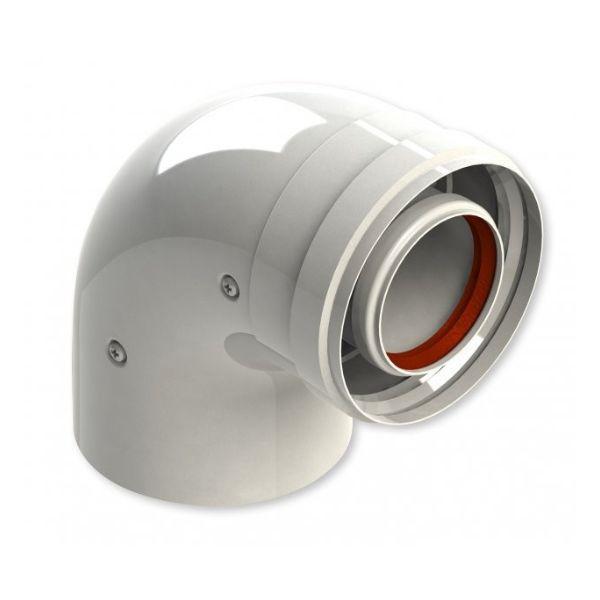 Коліно 90° коаксіальне 100/60мм (з одним раструбом, "мама-тато") для кондесаційних котлів, фото 1