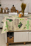 Скатертина лляна "Маслини" 1.5м х 1.1м (кухонний стіл)