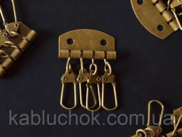 Ключниця на 4 карабіна антік, фото 1