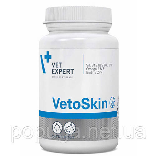 VetExpert (ВетЕксперт) VETOSKIN (ВЕТОСКІН) препарат при захворюваннях шкіри для собак та котів 60 капс.