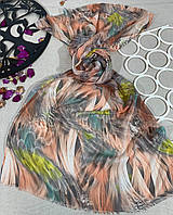 Женский летний шарф-палантин с оригинальным цветочным принтом 70*180 см Оранжевый