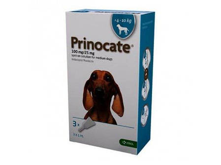 Протипаразитарні краплі на холку KRKA Prinocate для собак 4-10 кг (3 піпетки*1 мл 100 мг/25 мг), фото 2