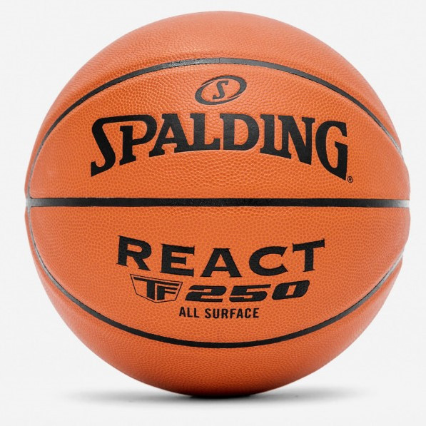 М'яч баскетбольний Spalding TF-250 React Indoor-Outdoor розмір 5, 6, 7 композитна шкіра (76801Z)