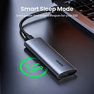 Металевий корпус для SSD накопичувача M.2 NVMe 10Gbps UGREEN Enclosure + кабель Type-C-Type-C (чорний) CM400, фото 4