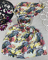 Женский летне-весенний цветастый шарфик 70*180 см Желтый