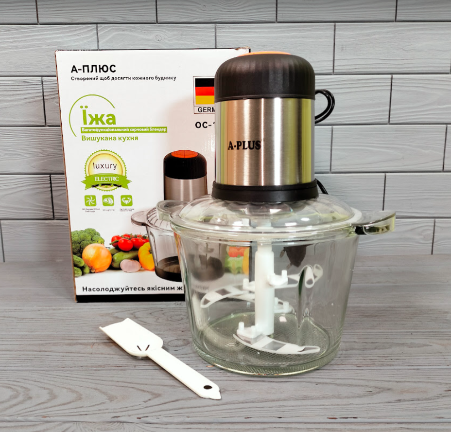 Блендер - измельчитель со стеклянной чашей кухонный 3л A-PLUS 600 Вт ОС ...