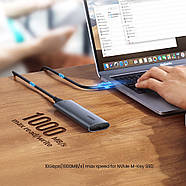 Металевий корпус для SSD накопичувача M.2 NVMe 10Gbps UGREEN Enclosure + кабель Type-C-Type-C (чорний) CM400, фото 5