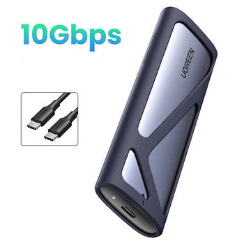 Металевий корпус для SSD накопичувача M.2 NVMe 10Gbps UGREEN Enclosure + кабель Type-C-Type-C (чорний) CM400