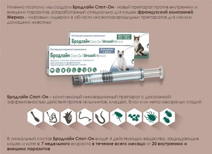 Капли Boehringer Ingelheim Broadline (Бродлайн) от блох и клещей для кошек весом от 2.5 до 7.5 кг - 1 шприц - фото 3 - id-p1573433737