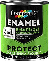 Эмаль антикоррозионная 3 в 1 PROTECT (0,75 кг). (Цвет: Зеленый шелковисто-матовый)