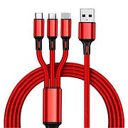 Телефонний кабель UC08-1.2m-3in1-Red 3IN1 Кабель USB — Micro USB, iPhone Lightning, Type —c