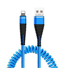 Телефонний кабель Am32 Блискавка 1 м Спіральний USB-кабель для заряджання телефона Quick Charge 3.0 2.4a, фото 5