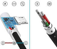 Телефонный кабель Am30 Micro-USB 2M Угол USB -угловой кабель для зарядки телефона Quick Charge 3.0 2.4a