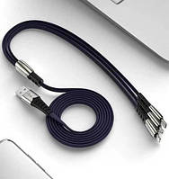 Телефонный кабель UC-009 3in1 1m Усиленный USB -кабель для 3IN1 - Micro USB, тип -c, Lightning (iPhone)