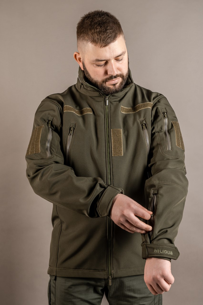 Куртка військова тактична Soft shell олива Куртка демісезонна для ЗСУ MILIGUS "Patriot" армійська р. M