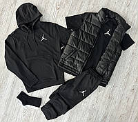 Комплект мужской Jordan Спортивный костюм + Жилетка + Футболка Носки весенний осенний Джордан черный