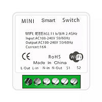 Wi-Fi розумне реле 16A, Wi-Fi Mini Smart Switch, бездротовий вимикач світла, розумний вимикач