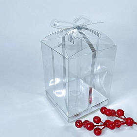 Коробка для сувенірів, 100*100*120(130) мм, пластик, "срібло"