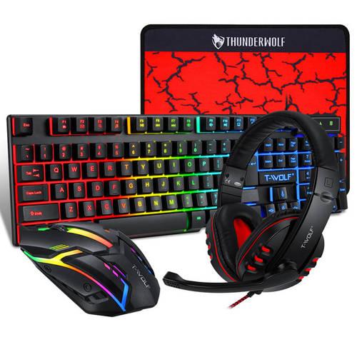 Ігровий комплект з клавіатурою RGB зі світлодіодною підсвіткою, мишею, набором для навушників, прокладкою TF800