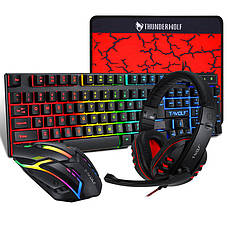 Ігровий комплект з клавіатурою RGB зі світлодіодною підсвіткою, мишею, набором для навушників, прокладкою TF800, фото 3