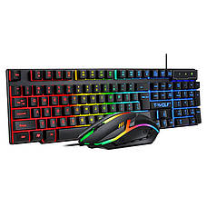 Ігровий комплект з клавіатурою RGB зі світлодіодною підсвіткою, мишею, набором для навушників, прокладкою TF800, фото 4