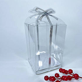 Коробка для сувенірів, 100*100*150(160) мм, пластик, "срібло"