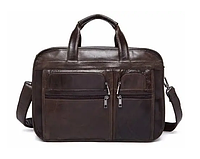 Мужская деловая сумка вместительная для ноутбука из натуральной кожи коричневая