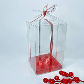 Коробка для сувенірів, 100*100*150(160) мм, пластик, "червона"