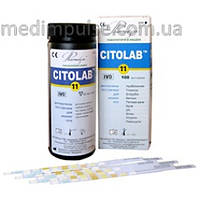 Citolab 11 діагностичний тест-смужки для опіків. pH, білка, уд. ваги, глюкози, лейкоцитів, білірубіну, кетонів...