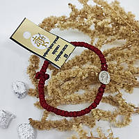 Христианский браслет красный, плетение 4мм, серебро (из Афона)